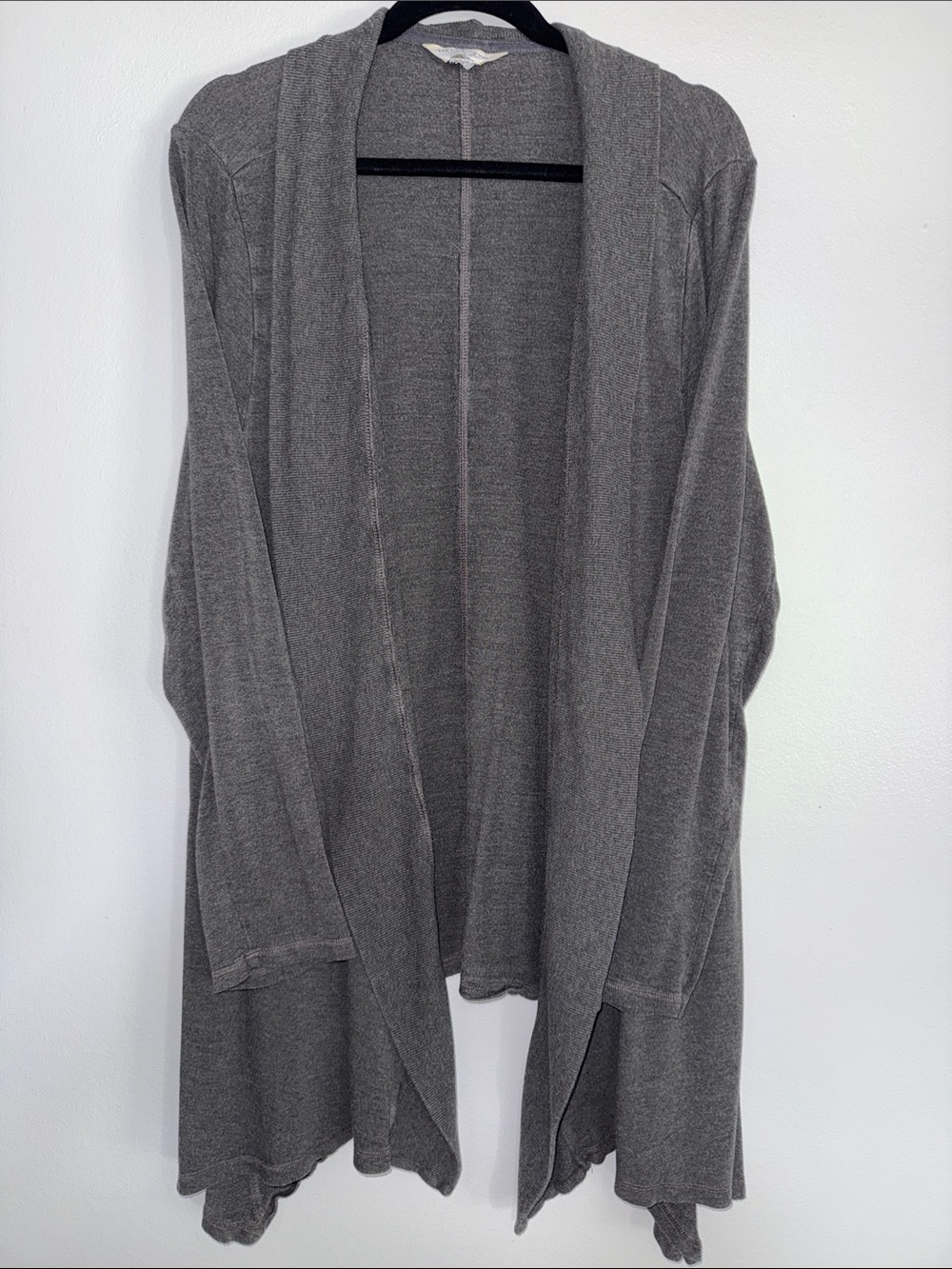 Liz Claiborne Gray Open-Front Waterfall Cardigan